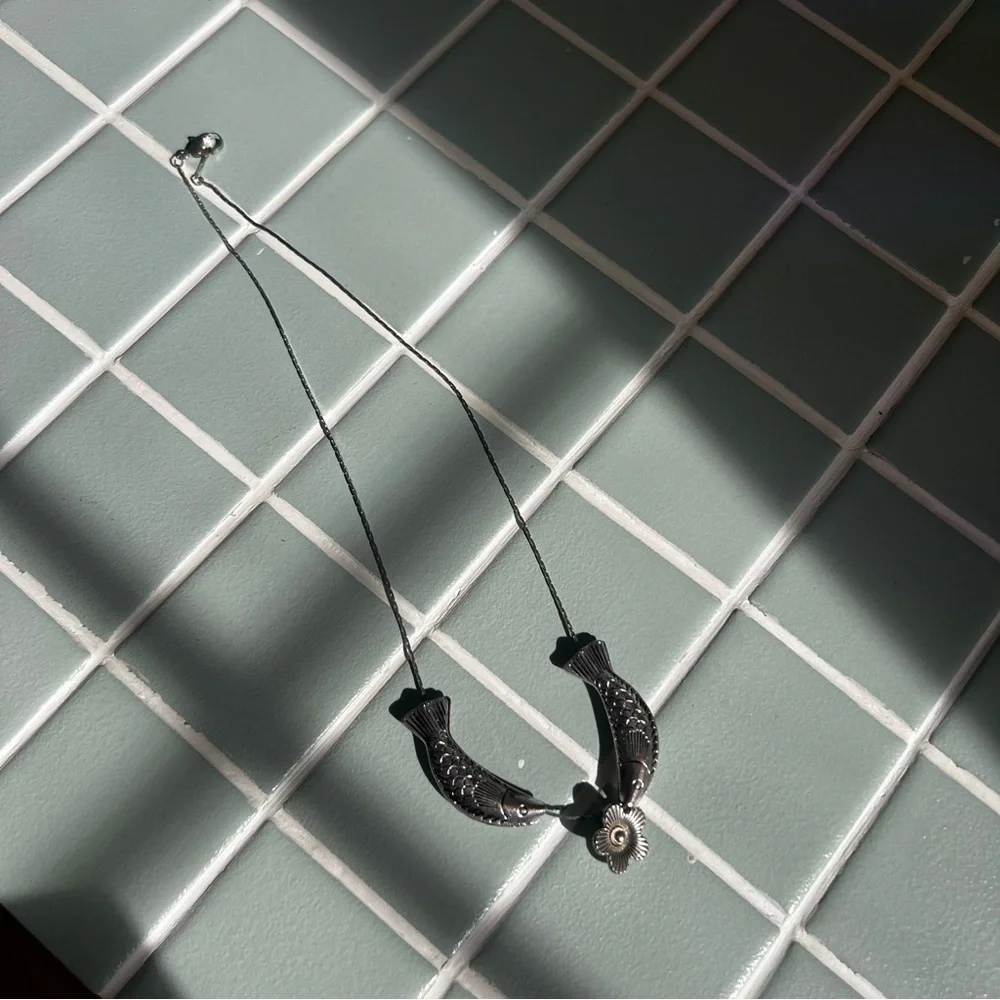 2 Fish & A Rose Silver Necklace - Picture 4 of 9